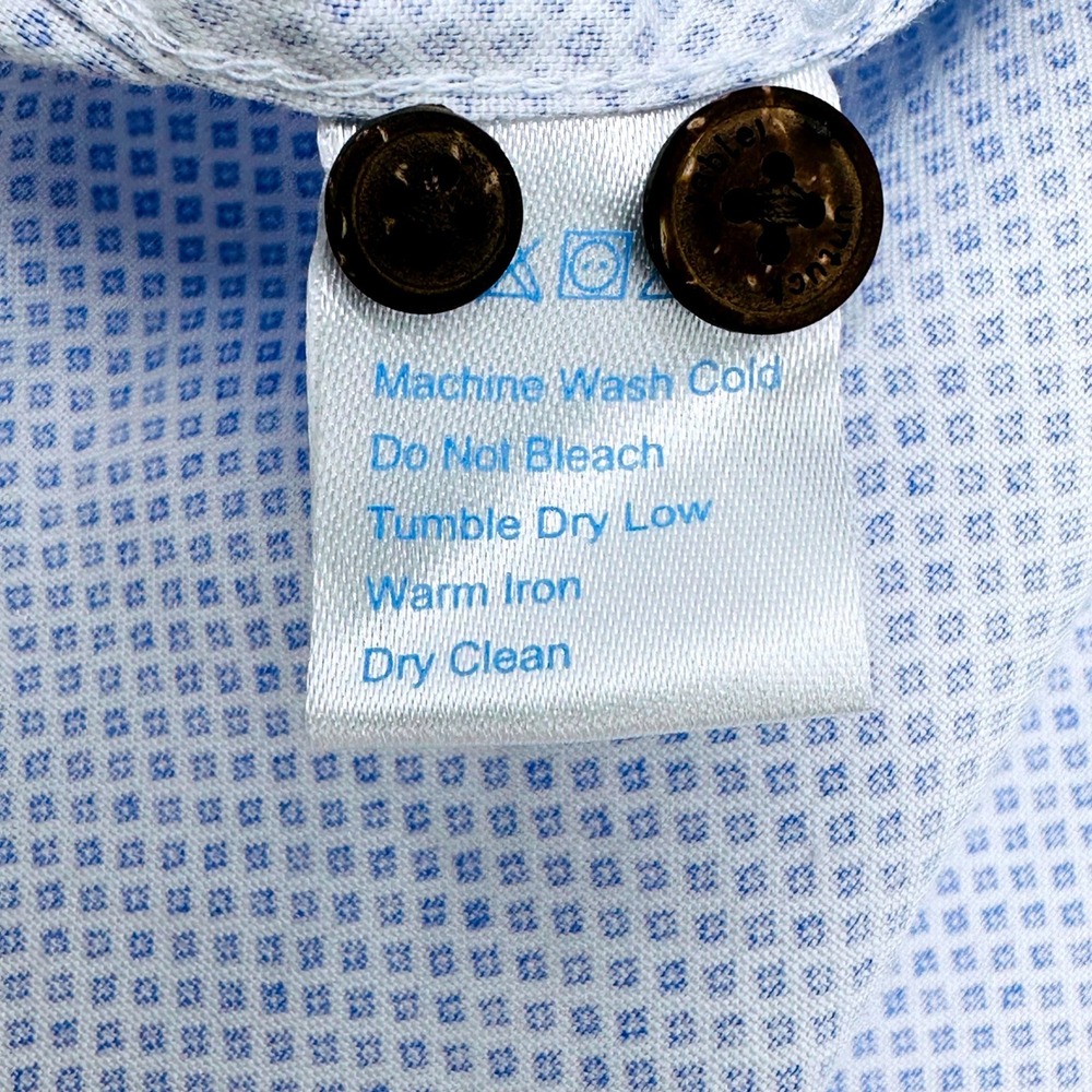 Twillory Untuckable Mens Blue White Geometric Tailored Fit Shirt Size M - Picture 5 of 9